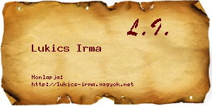 Lukics Irma névjegykártya